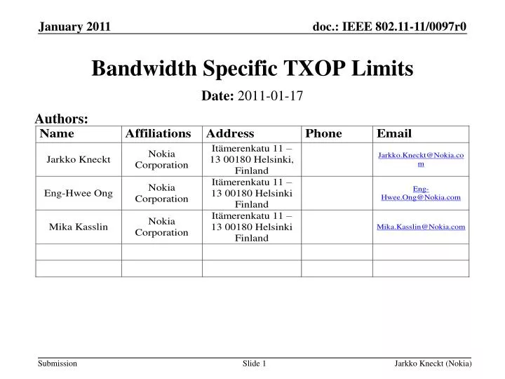 bandwidth specific txop limits