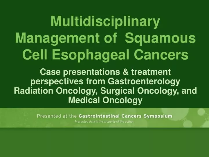 multidisciplinary management of squamous cell esophageal cancers