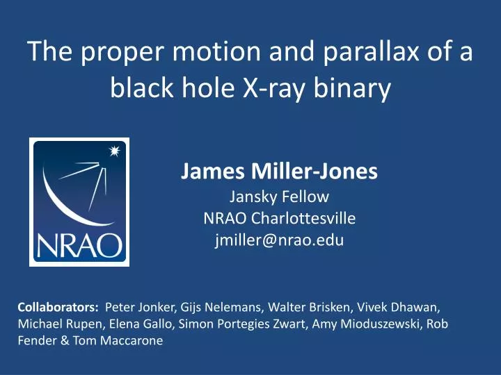 the proper motion and parallax of a black hole x ray binary