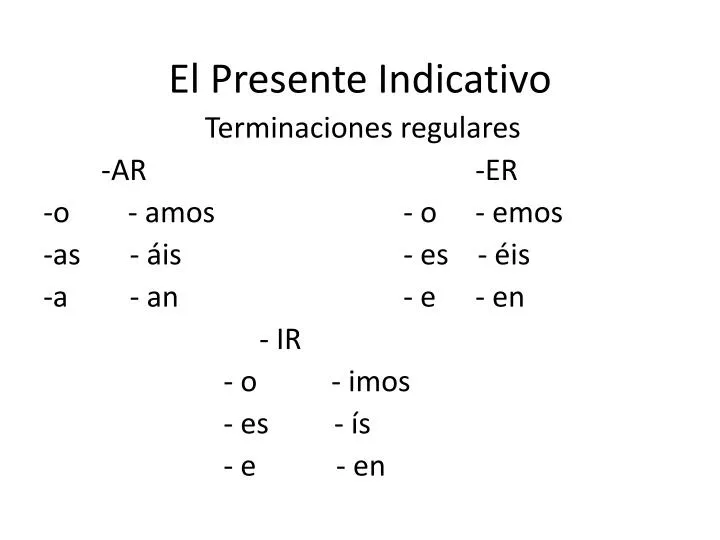 PPT - El Presente Indicativo PowerPoint Presentation, free download ...