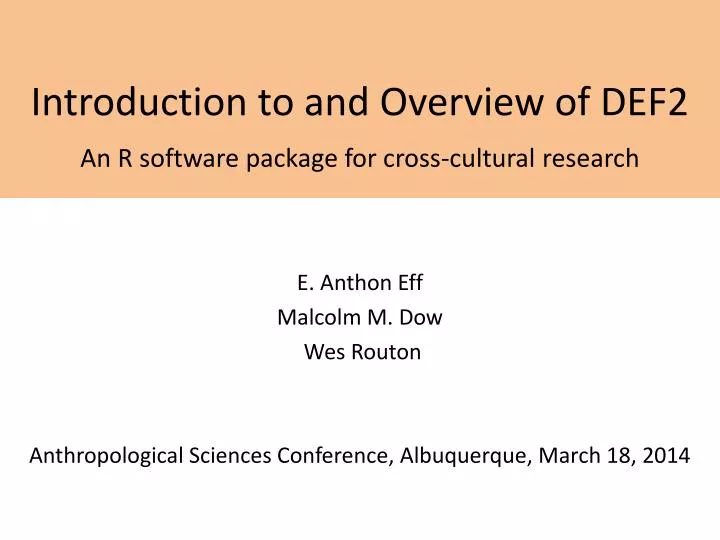 introduction to and overview of def2 an r software package for cross cultural research