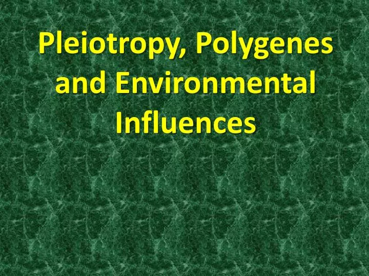 pleiotropy polygenes and environmental influences