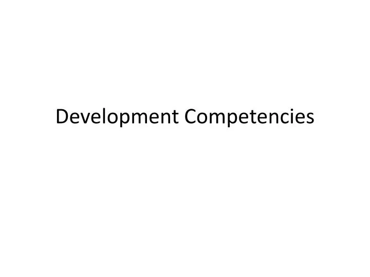 development competencies