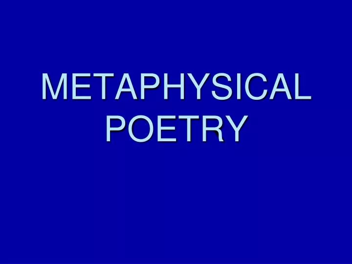 metaphysical poetry