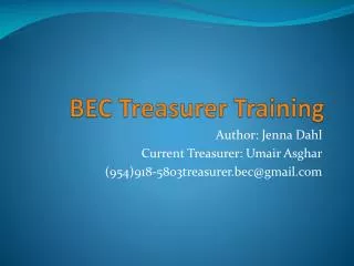 BEC Treasurer Training