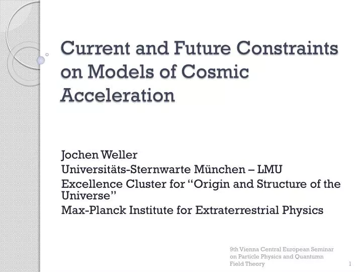 current and future constraints on models of cosmic acceleration