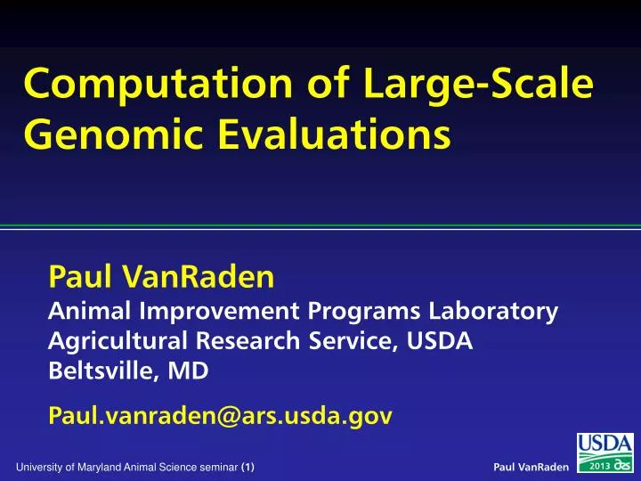 computation of large scale genomic evaluations
