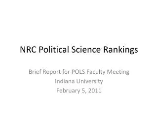 NRC Political Science Rankings