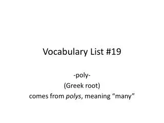 Vocabulary List #19