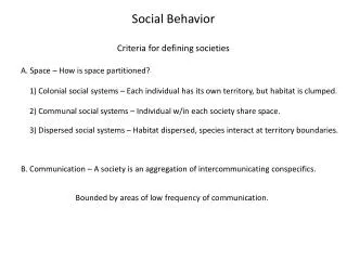 Social Behavior