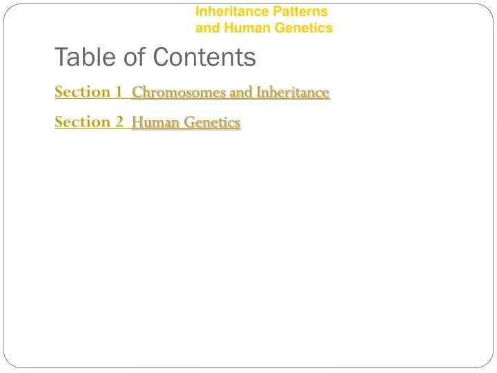 table of contents