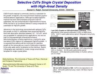 Selective CdTe Single Crystal Deposition with High-Areal Density