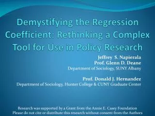 Jeffrey S. Napierala Prof. Glenn D. Deane Department of Sociology, SUNY Albany