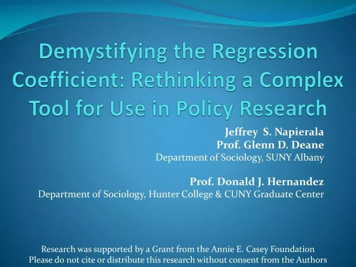 demystifying the regression coefficient rethinking a complex t ool for use in p olicy r esearch