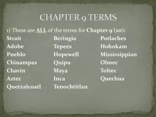 CHAPTER 9 TERMS