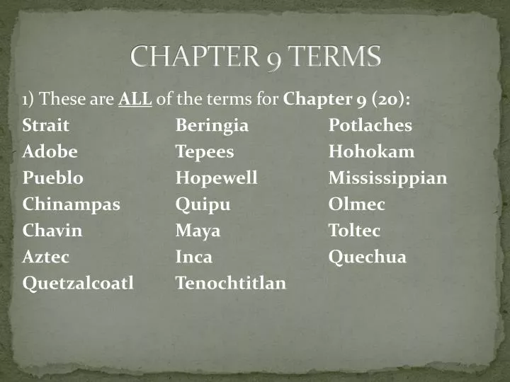 chapter 9 terms