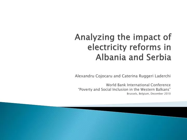 analyzing the impact of electricity reforms in albania and serbia