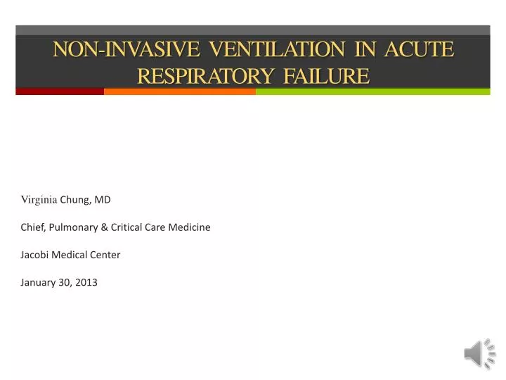 non invasive ventilation in acute respiratory failure