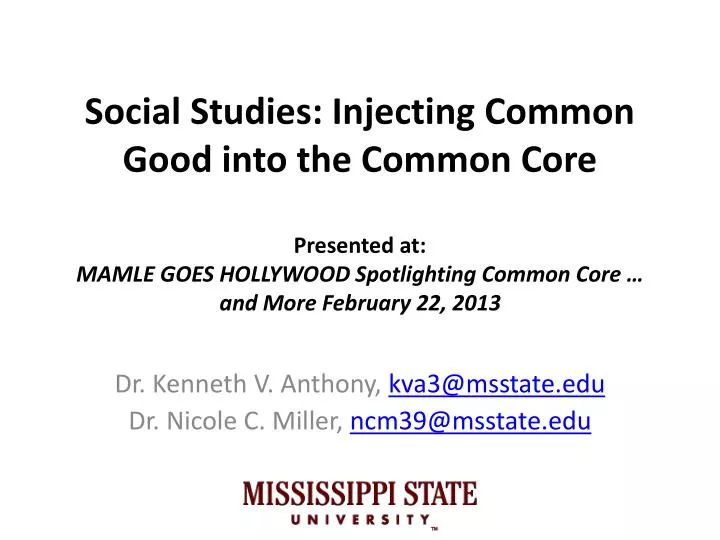 dr kenneth v anthony kva3@msstate edu dr nicole c miller ncm39@msstate edu