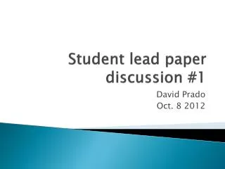 Student lead paper discussion #1