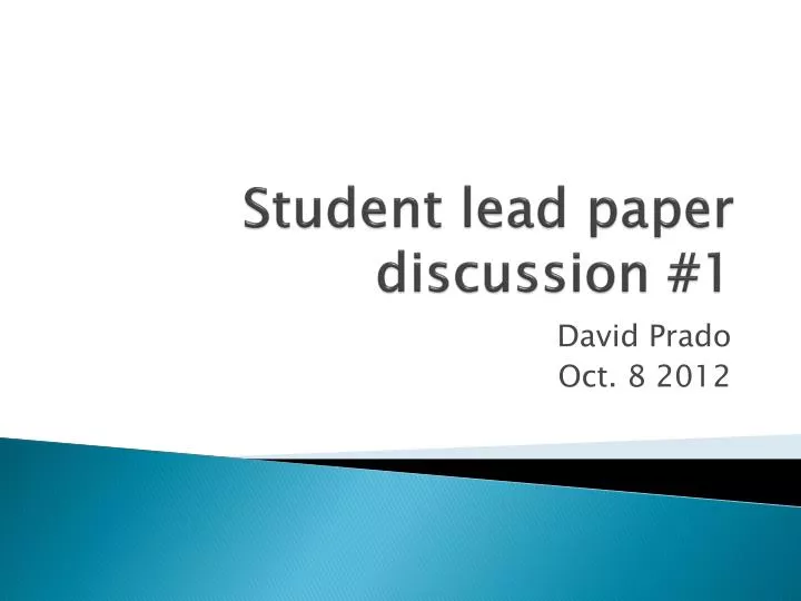 student lead paper discussion 1