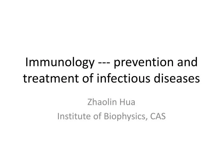 immunology prevention and treatment of infectious diseases