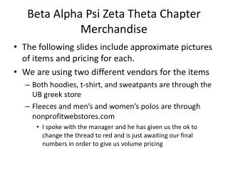 Beta Alpha Psi Zeta Theta Chapter Merchandise