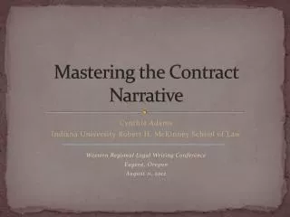 Mastering the Contract Narrative