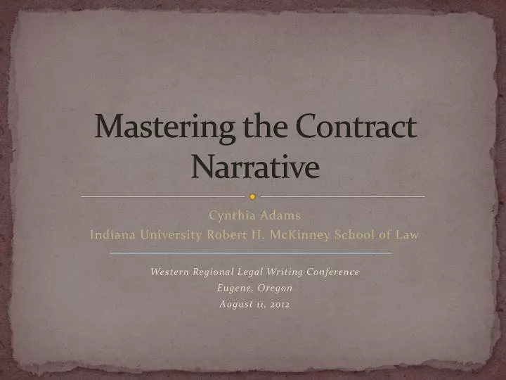 mastering the contract narrative