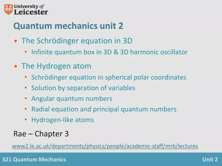 quantum mechanics unit 2