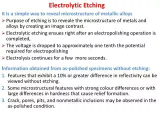 Electrolytic Etching