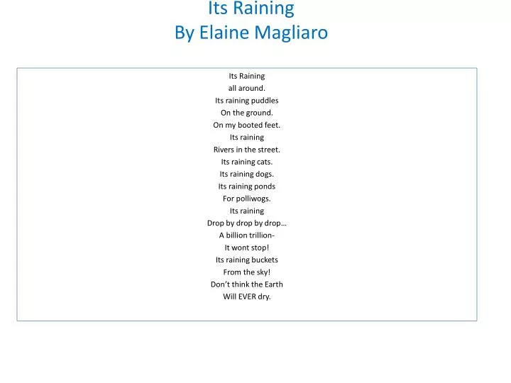 its raining by elaine magliaro