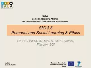 SIG 3.6 Personal and Social Learning &amp; Ethics