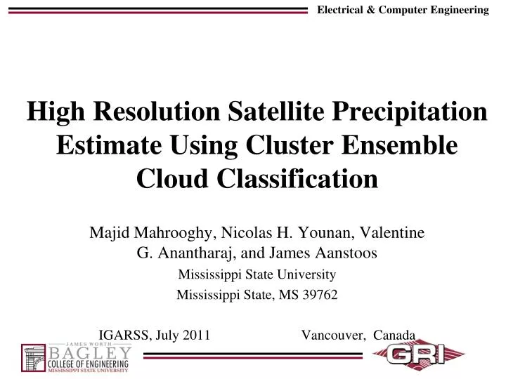 high resolution satellite precipitation estimate using cluster ensemble cloud classification