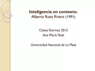 inteligencia en contexto alberto rosa rivero 1991