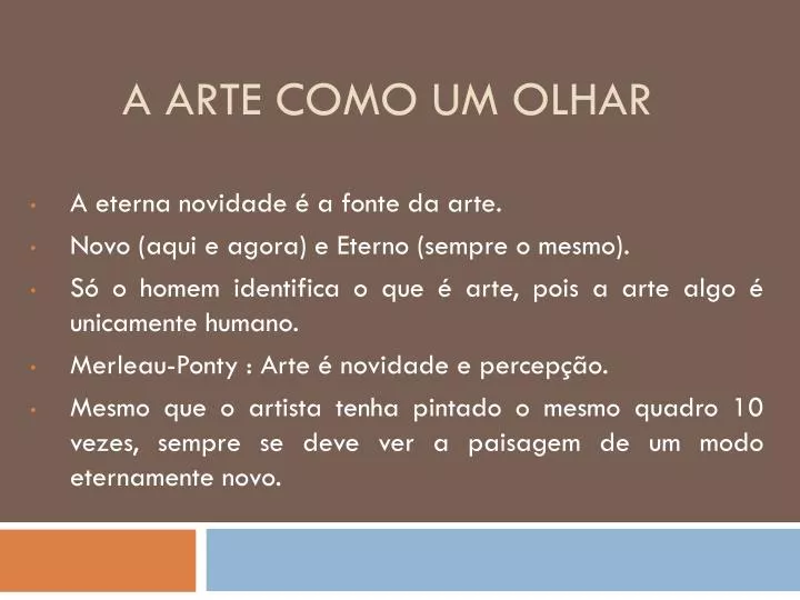 a arte como um olhar