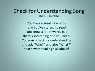 Check for Understanding Song (Tune: Hokey Pokey)