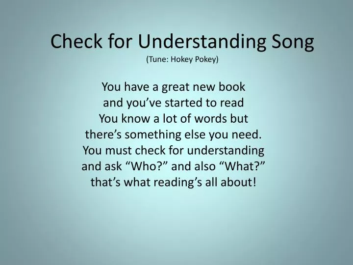 check for understanding song tune hokey pokey