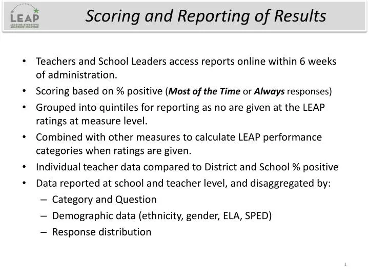 scoring and reporting of results
