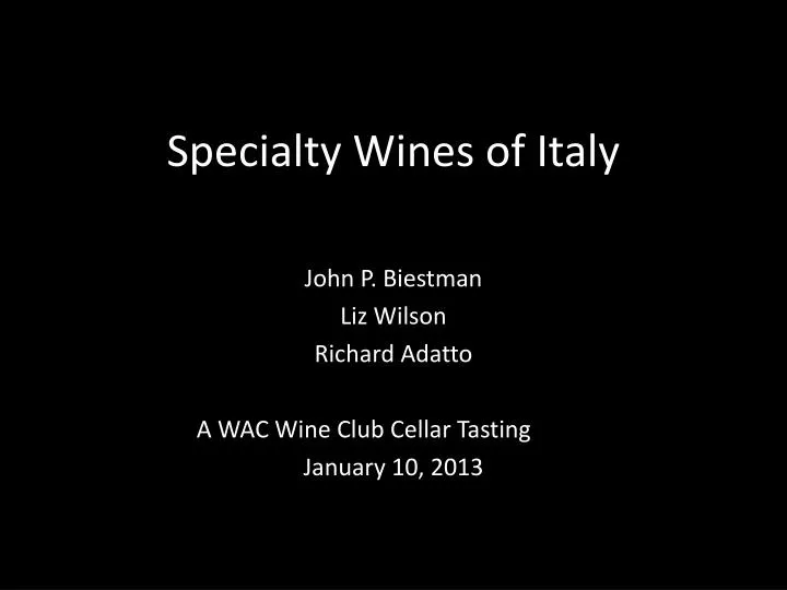 specialty wines of italy