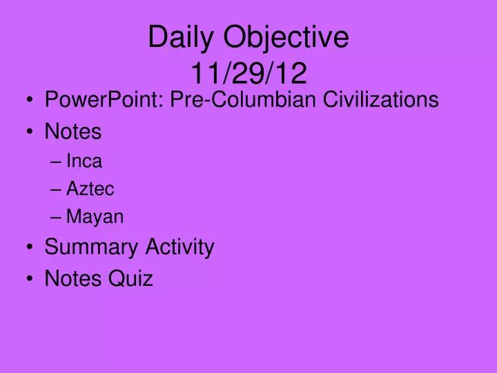daily objective 11 29 12