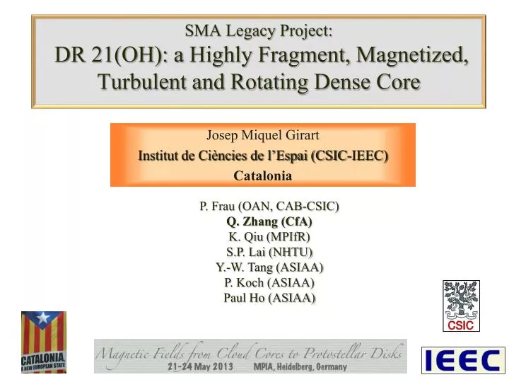 sma legacy project dr 21 oh a highly fragment magnetized turbulent and rotating dense core