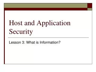 Host and Application Security