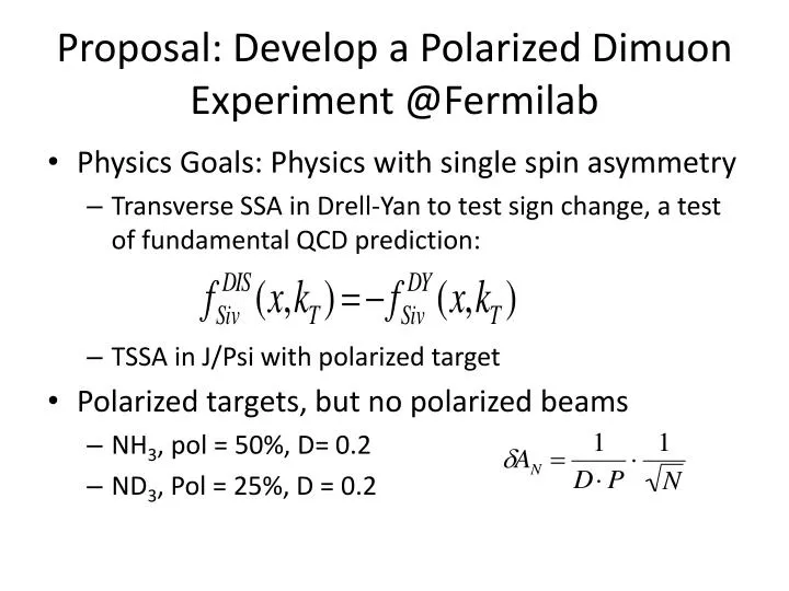 proposal develop a polarized dimuon experiment @ fermilab