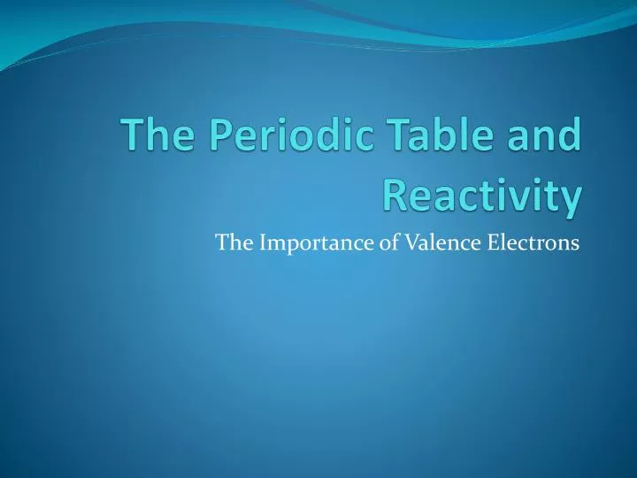 the periodic table and reactivity
