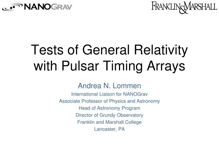 tests of general relativity with pulsar timing arrays