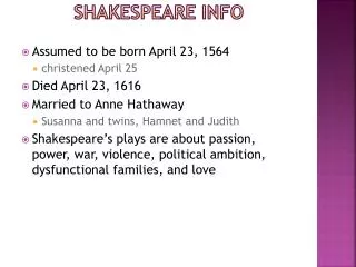 Shakespeare Info