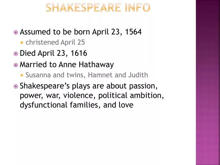 shakespeare info