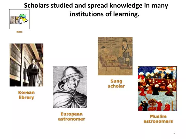 scholars studied and spread knowledge in many institutions of learning