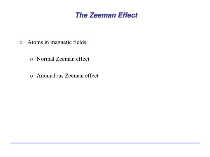the zeeman effect
